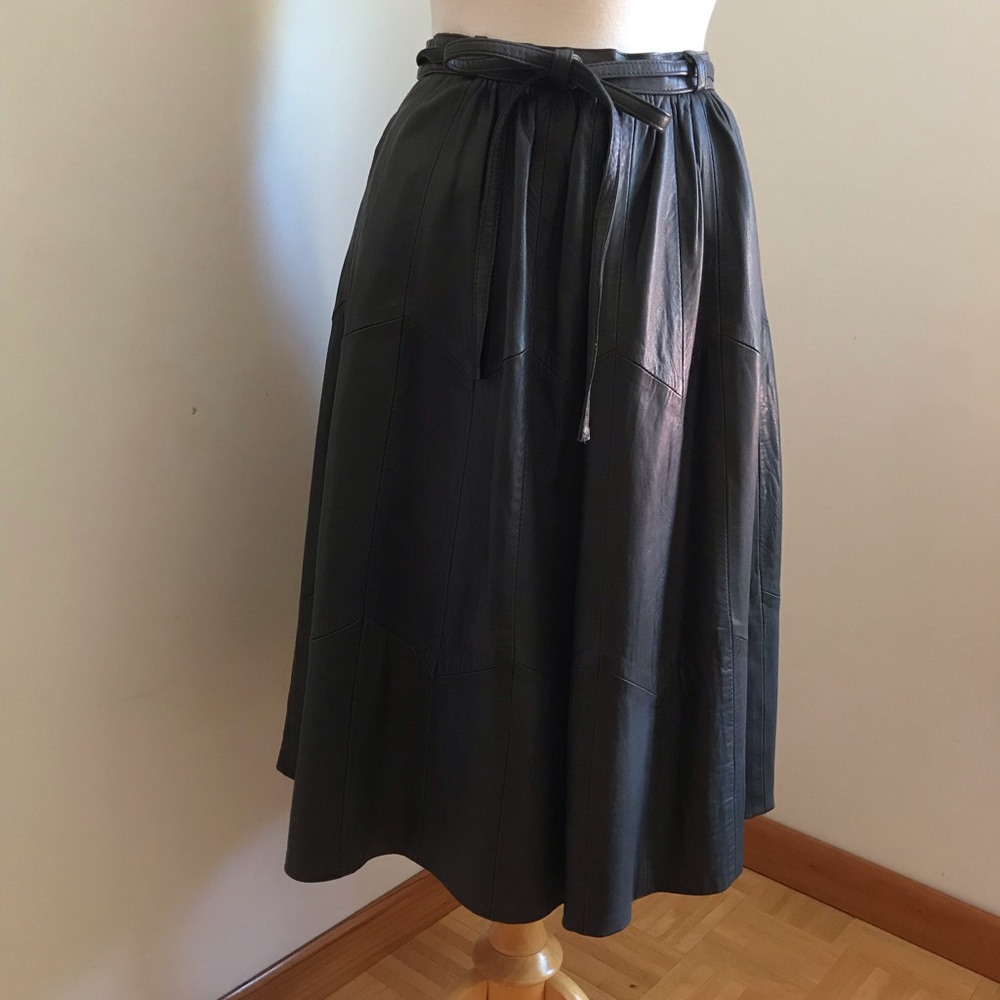 Charcoal Vintage Leather Skirt